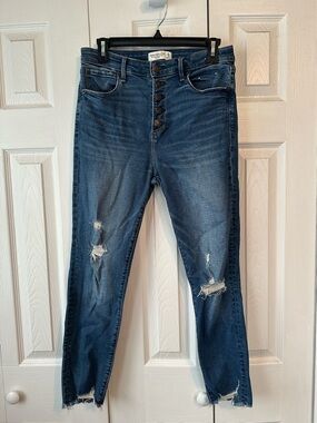 Abercrombie & Fitch Women's The Super Skinny Ankle High-Rise Distressed Jeans